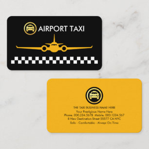 Gul flygplans taxi markerade rutor visitkort