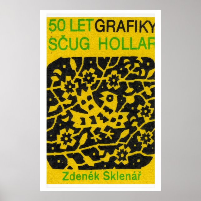 Gul folkpattern - Tändsticksasktryck - Tjeckisk vä Poster (Framsidan)