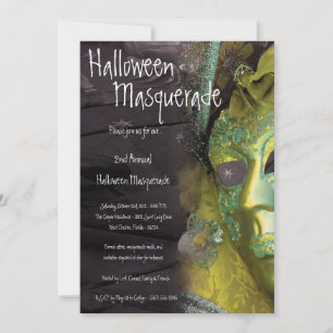 gul för Halloween för maskerad 5x7 inbjudan dräkt
