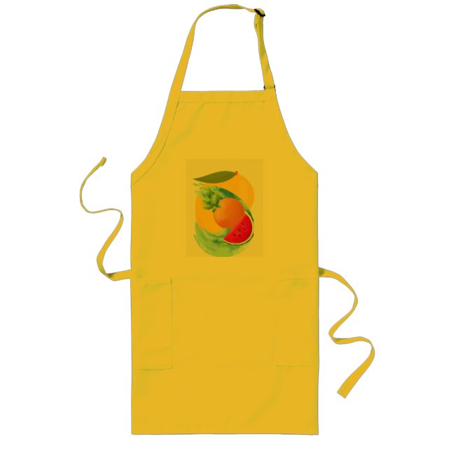 Gul förkläde med fruktlogotyp (Framsidan)