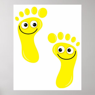 Gul fot för lycklig poster