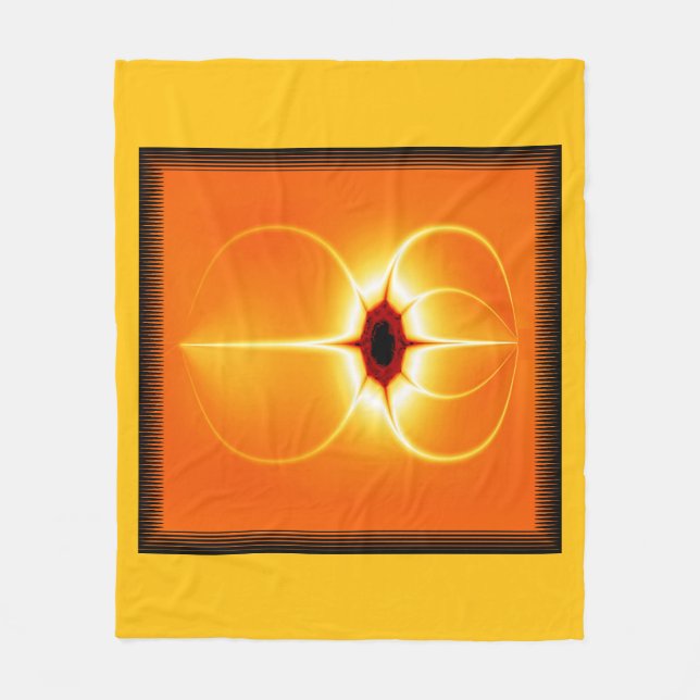 Gul Fraktal Med Orange Bakgrund Fleecefilt (Framsidan)
