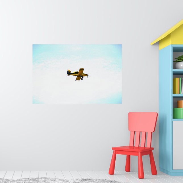 Gul gammal propellerflygplanskonst poster (Barnkammare 1)