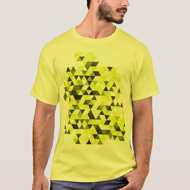 Gul geometrisk triangelmönsterT-tröja T Shirt (Framsida)