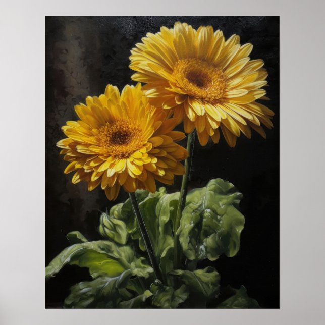 Gul Gerbera Daisy Konsttryck Affisch (Framsidan)