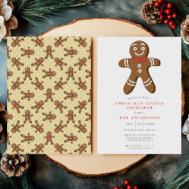 Gul Gingerbread Man Cookie Exchange Jul Inbjudningar