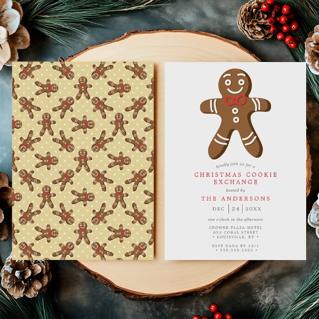 Gul Gingerbread Man Cookie Exchange Jul Inbjudningar (Skapare uppladdad)
