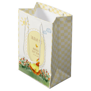 Gul Gingham Bondgård Liten Kyckling Baby Shower