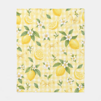 Gul Gingham Citron Blommig Bågmönster Fleecefilt
