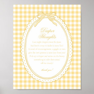 Gul Gingham Coquette rosett Blöja Tankar Baby Poster