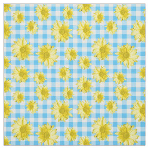 Gul Gingham för daisyturkosvit Tyg