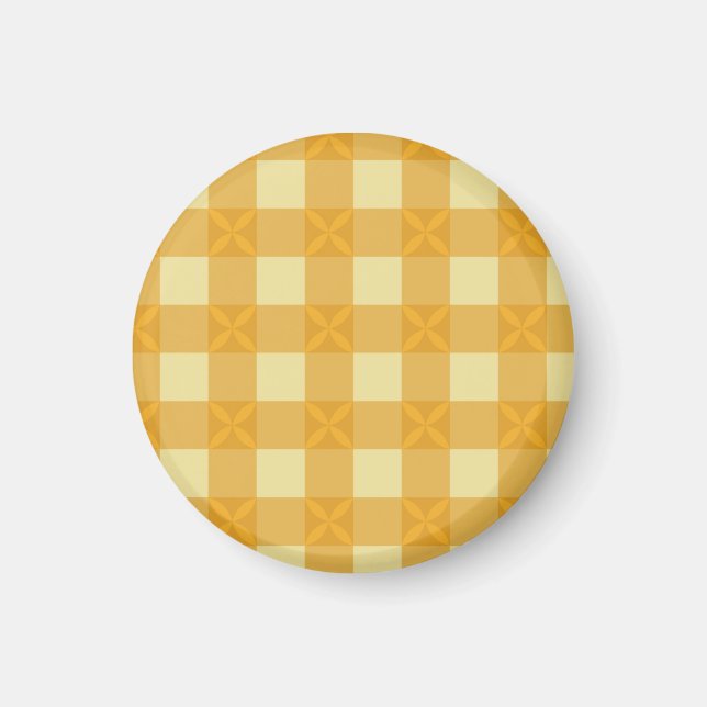 Gul Gingham & Gula Kronblad Magnet (Framsidan)