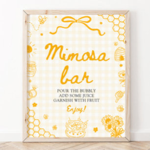 Gul Gingham Honungsbi Mimosa Barskylt Poster