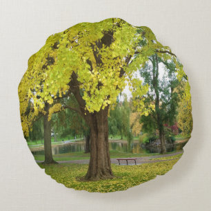 Gul Ginkgo Träd Rund Kudde