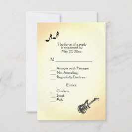 Gul gitarrtema bröllopsinbjudan   OSA kort