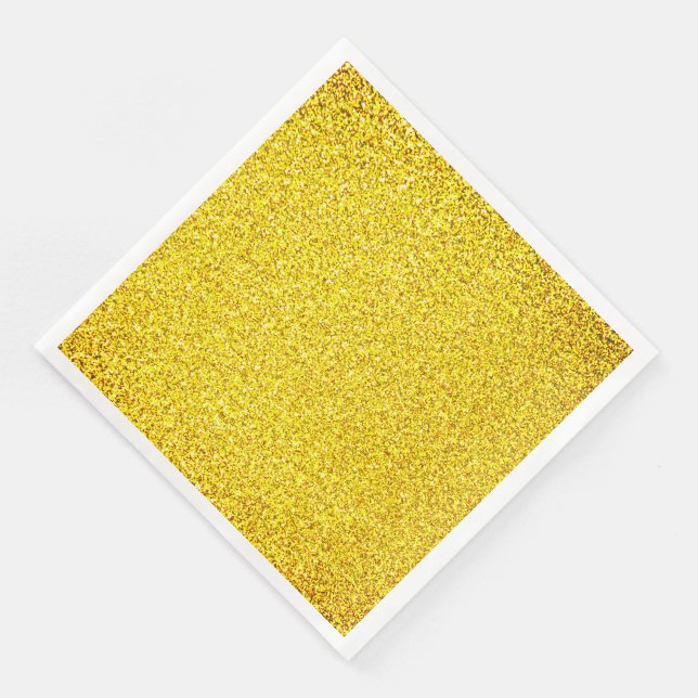 Gul Glitter Guld Glitter Bröllop Födelsedag 2022 Pappersservett (Hörn)