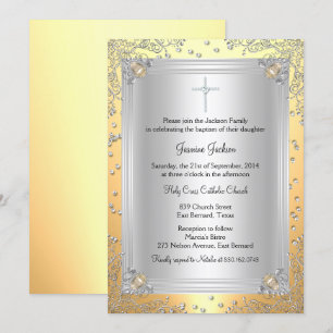 Gul Gnistrande Juvel Dopinbjudan Inbjudningar