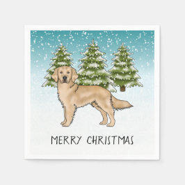 Gul Golden Retriever Blå Jul Vinter Pappersservett