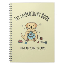 Gul Golden Retriever Broderibok Design Konst Anteckningsbok