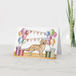 Gul Golden Retriever Färgglad Pastell Födelsedag Kort
