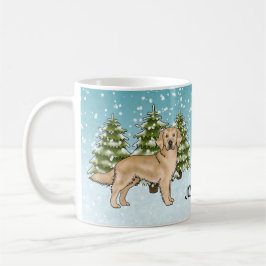 Gul Golden Retriever Hund Jul Anpassat Namn Kaffemugg