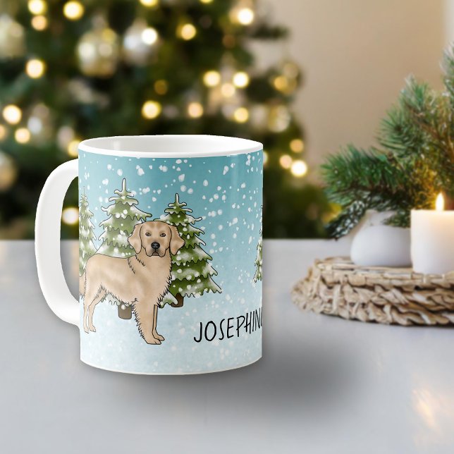 Gul Golden Retriever Hund Jul Anpassat Namn Kaffemugg (Skapare uppladdad)