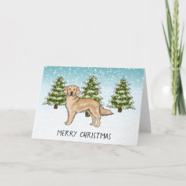 Gul Golden Retriever Hund Vinter God Jul Kort