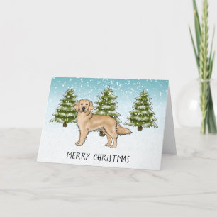 Gul Golden Retriever Hund Vinter God Jul Kort