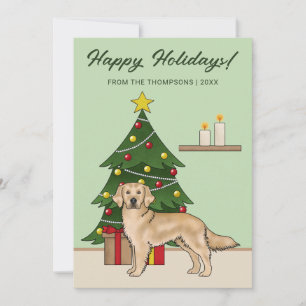 Gul Golden Retriever Jul Glad Julhelg Julkort