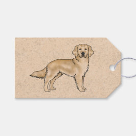 Gul Golden Retriever Söt Tecknad Hund Beige Presentetikett