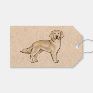 Gul Golden Retriever Söt Tecknad Hund Beige Presentetikett