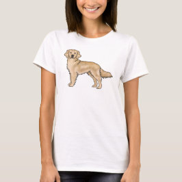 Gul Golden Retriever Söt Tecknad Hund Ritning T Shirt
