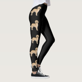 Gul Golden Retriever Söt Tecknad Hund Svart Leggings