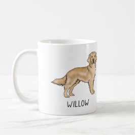 Gul Golden Retriever Tecknad Hund Anpassat Namn Kaffemugg