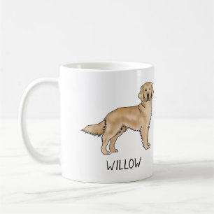Gul Golden Retriever Tecknad Hund Anpassat Namn Kaffemugg