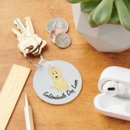 Gul Goldendoodle-design valfri bakgrundsfärg Nyckelring