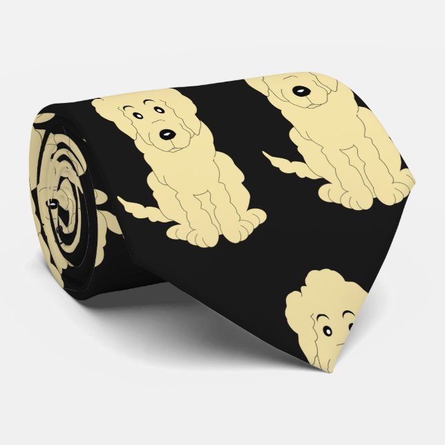 Gul Goldendoodle Design Valfri bakgrundsfärg Slips (Rullad)
