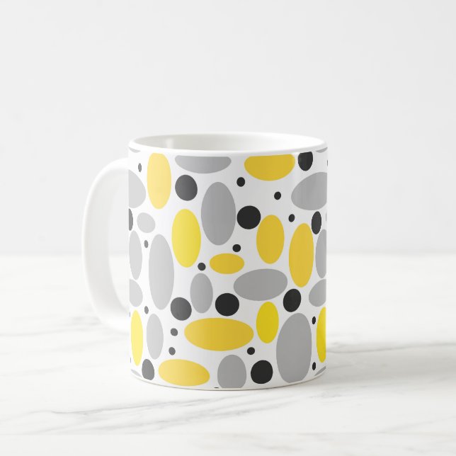 gul grå böna retro mönster för heminredning kaffemugg (Framsida vänster)