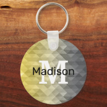 Gul Grå Cool Ombre Geometriskt mönster Monogram