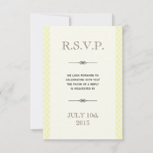 Gul grå marockansk kakel-ampersand bröllops-rsvp OSA kort