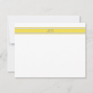 Gul Grå Personlig Monogram Namn Initialer Anteckningskort