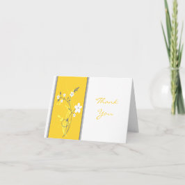 Gul, Grå, Vit Blommig Tacksamhetskort Tack Kort