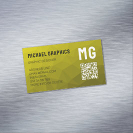 Gul gradient geometrisk mesh-mönster QR-kod Magnetiska Visitkort