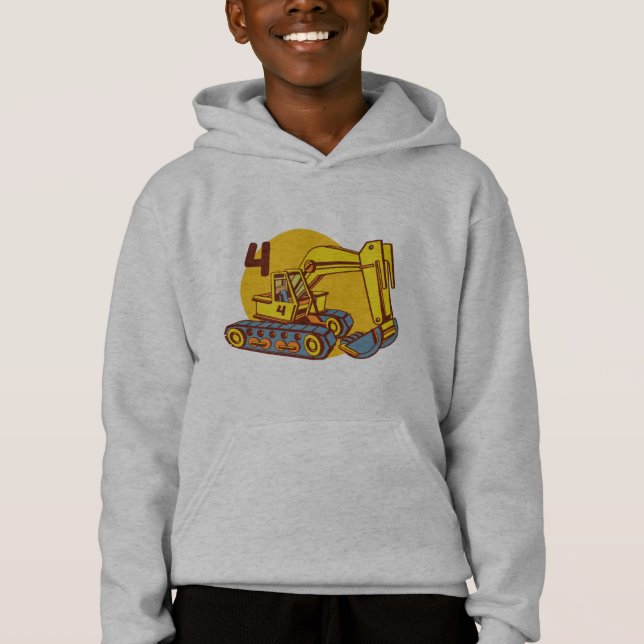 Gul Grävmaskin - 4-årspresent T Shirt (Framsida)