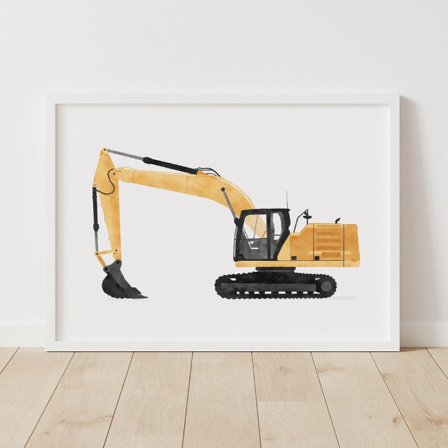 Gul grävmaskin byggarbetsplats dekoration för barn poster (Skapare uppladdad)