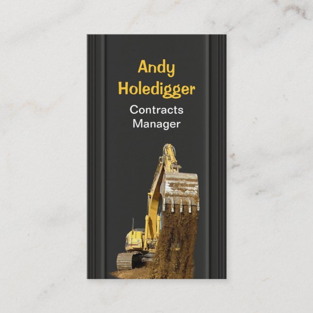 Gul grävskopaurladdning smutsar visitkort (Framsida)