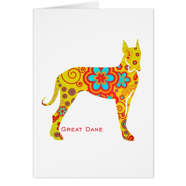 Gul great dane hälsningskort (Framsidan)