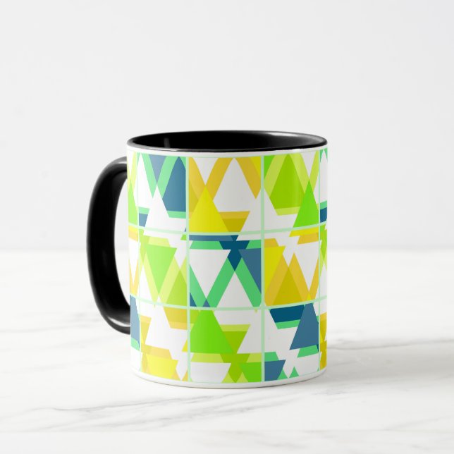 Gul grön abstrakt , geo , geometrisk , gul , mugg (Framsida vänster)