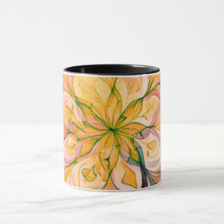 Gul & Grön Akvarell Blommig boho Mandala Mugg