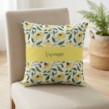 Gul Grön Akvarell Vildblomma Monogramnamn